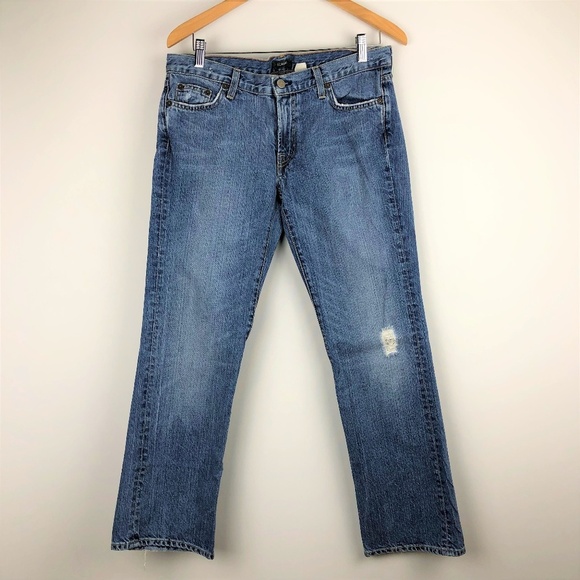 J. Crew Destroyed Bootleg Jeans 6 Short - Picture 1 of 7